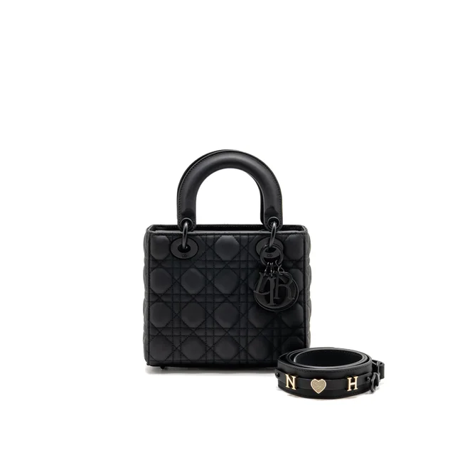 Small Lady Dior My ABCDior Bag Cannage Calfskin So Black in Black Calfskin from EMIER