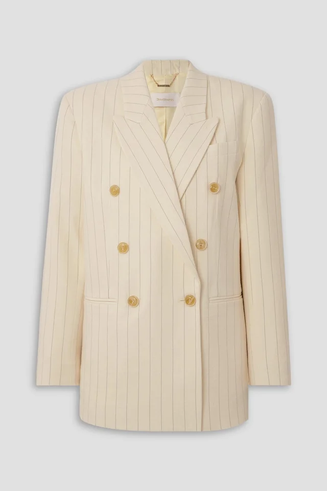 Zimmermann Luminosity Oversized Pinstriped Wool-Blend Blazer in Beige from THE OUTNET, photo 1 of 1