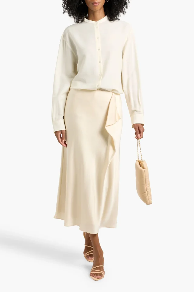 Veronica De Piante Daisy Wool and Silk-Blend Shirt in White, photo 2 of 4 from THE OUTNET
