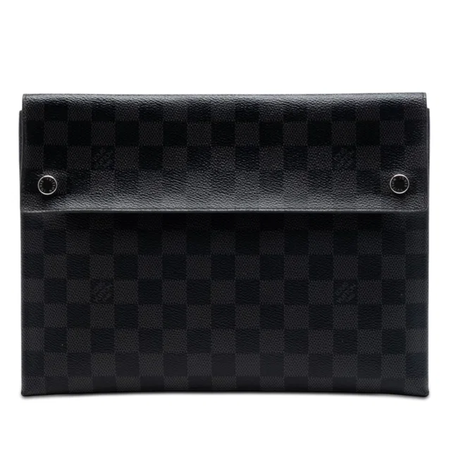 Black Louis Vuitton Damier Graphite Alpha Triple Pochette Clutch Bag in Black Canvas from Designer Revival