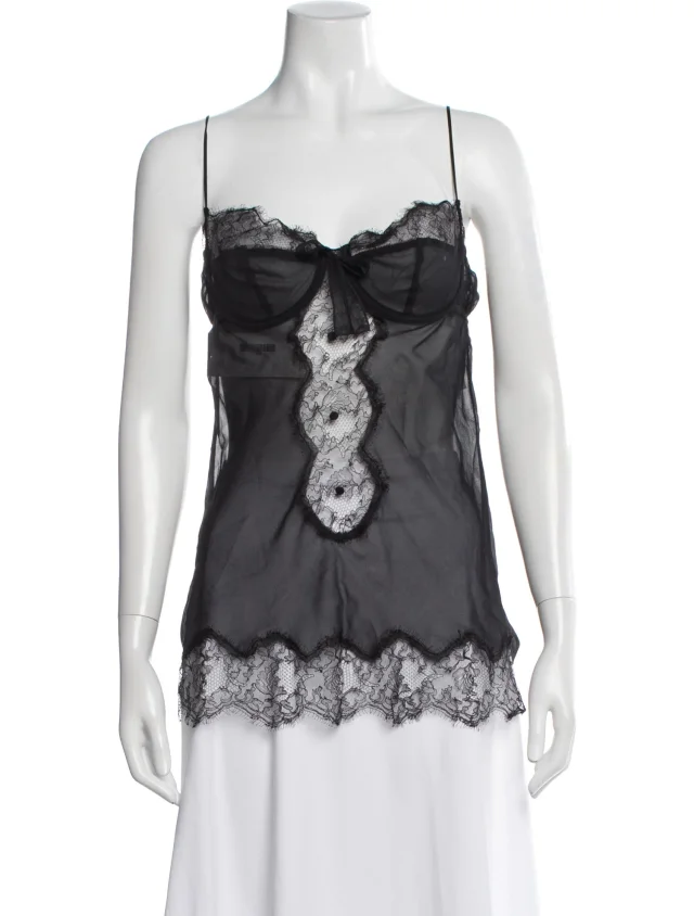 Dolce & Gabbana Silk Lace Pattern Top in black Silk from The RealReal