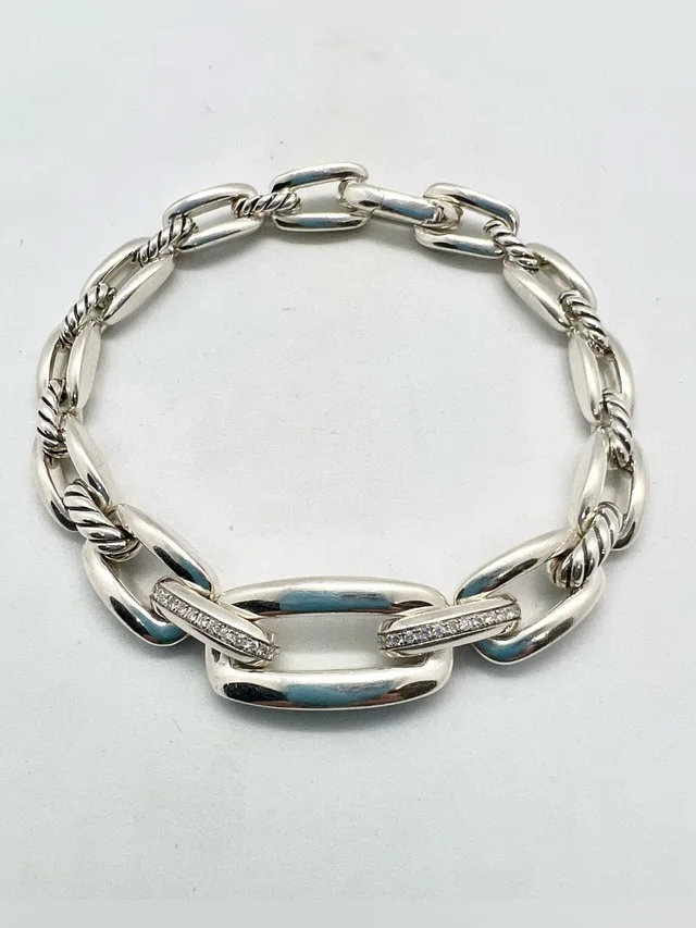 David Yurman Wellesley Link Bracelet With Diamond in silver|gray from Poshmark