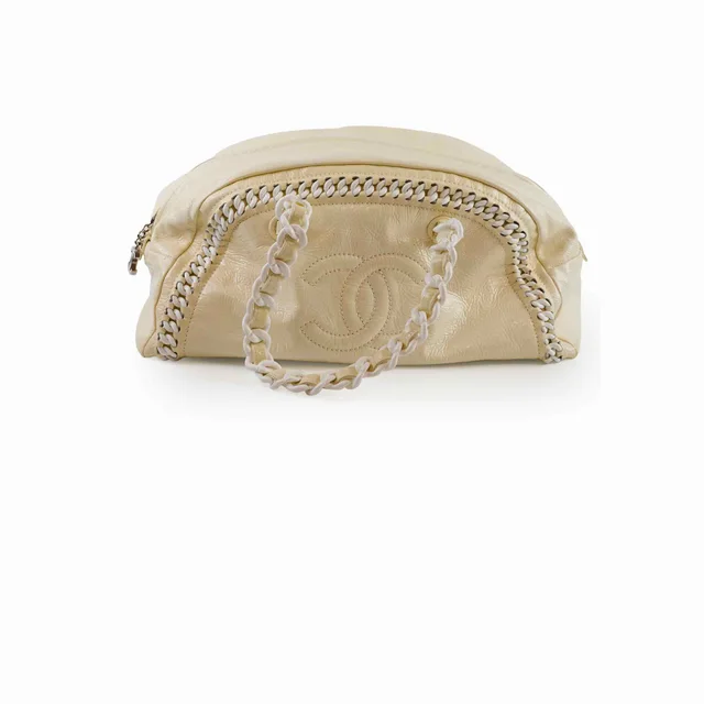 Chanel Luxe Ligne Bowler Bag Patent Ivory in White Patent leather from The Purse Affair