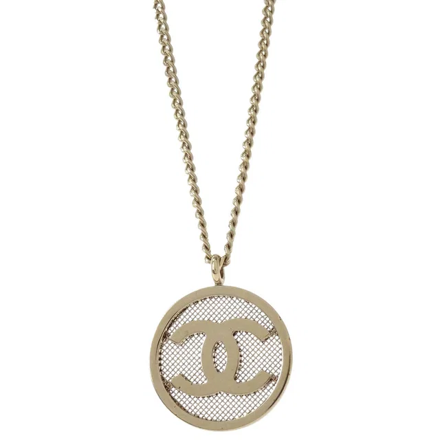 Chanel Medallion Gold Chain Pendant Necklace B17A in Gold from AMORE Vintage Tokyo