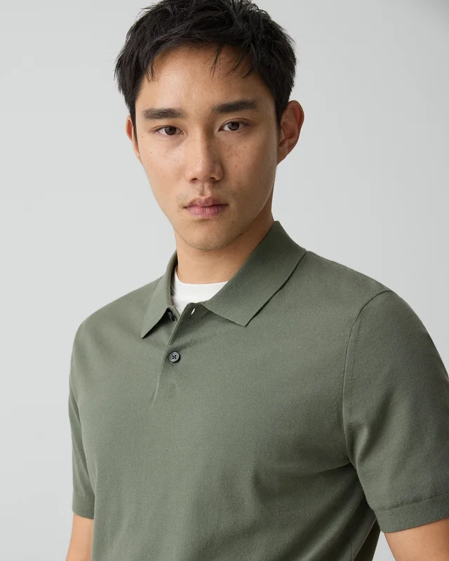 Theory Soris Polo Shirt in Light Bilen in LIGHT IVY 62% Viscose, 38% Polyester; Exclusive Of Elastic, photo 4 of 8 from Theory
