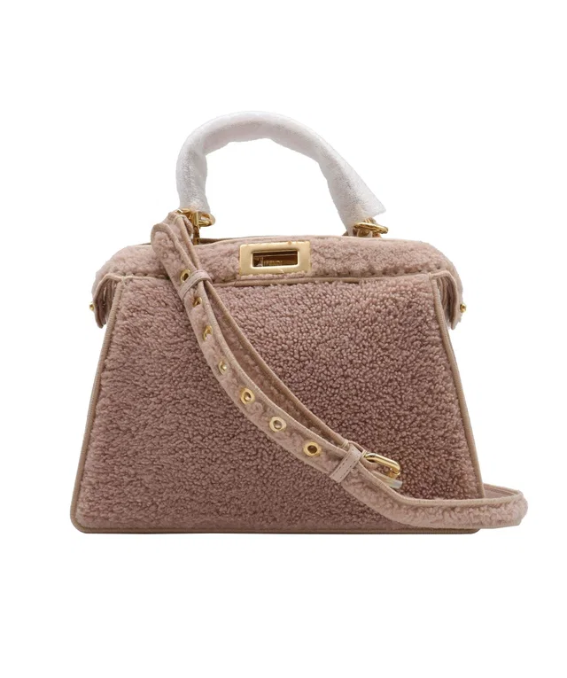 Fendi Nude Shearling Peekaboo Bag GHW in Leather from Luxury Promise