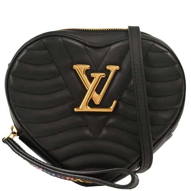 Louis Vuitton Black Wave Heart Clutch Shoulder Bag M52796 in Black Leather from AMORE Vintage Tokyo