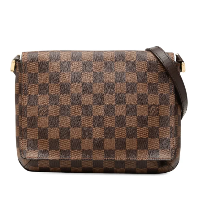 Brown Louis Vuitton Damier Ebene Musette Tango Short Strap Shoulder Bag in Brown Canvas from Designer Revival