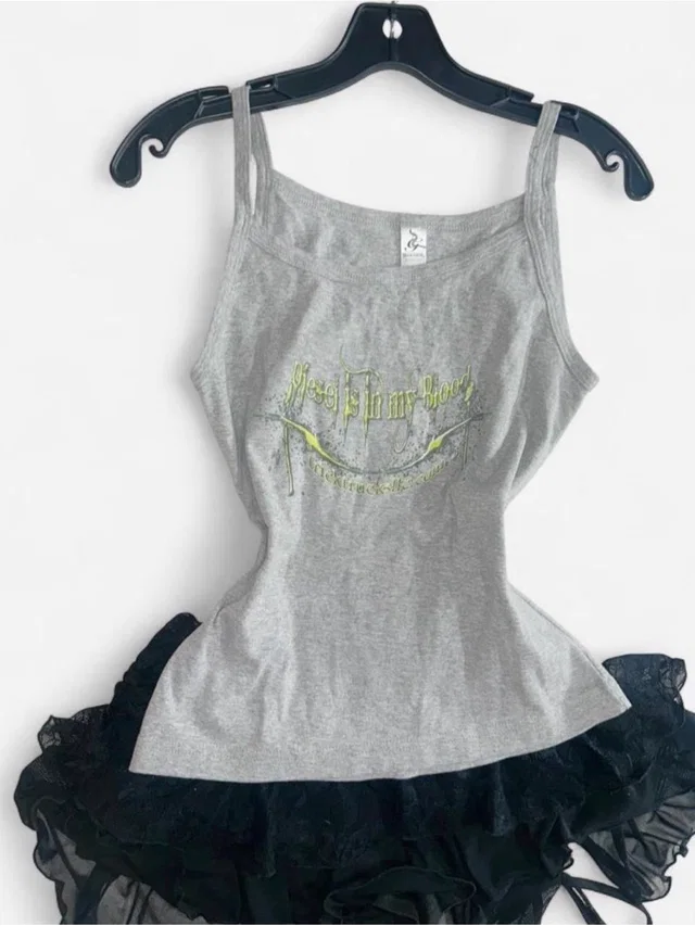Diesel Gray Graphic Spaghetti-Strap Tank in gray|yellow from Poshmark