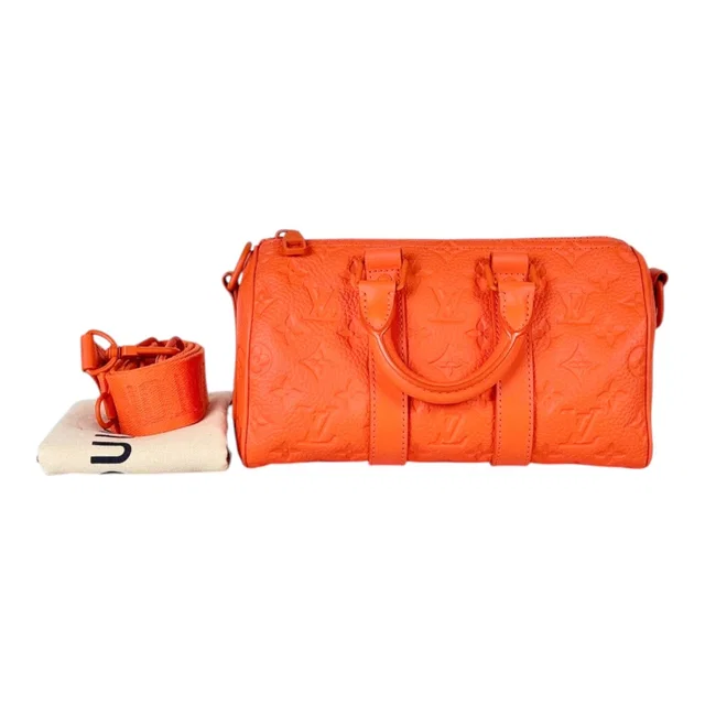 Louis Vuitton Orange 25cm Monogram Keepall with Strap in Orange from Luxury Promise