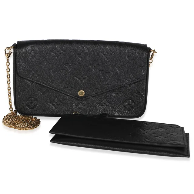 Louis Vuitton Black Monogram Empreinte Felicie Pochette in Black Coated canvas from myGemma