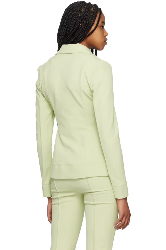 GANNI Green Notched Lapel Blazer, photo 3 of 3 from SSENSE