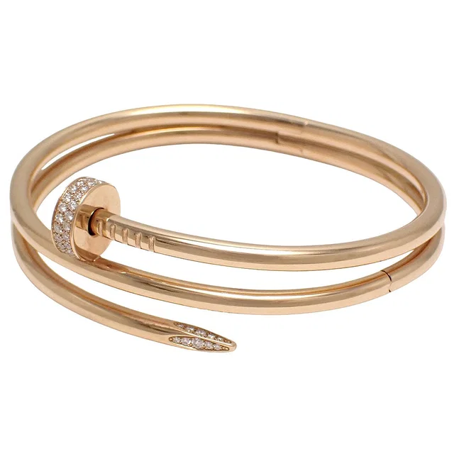 Cartier 18K Diamond Juste un Clou Bracelet Pink Gold in Pink from VINTAGE QOO TOKYO