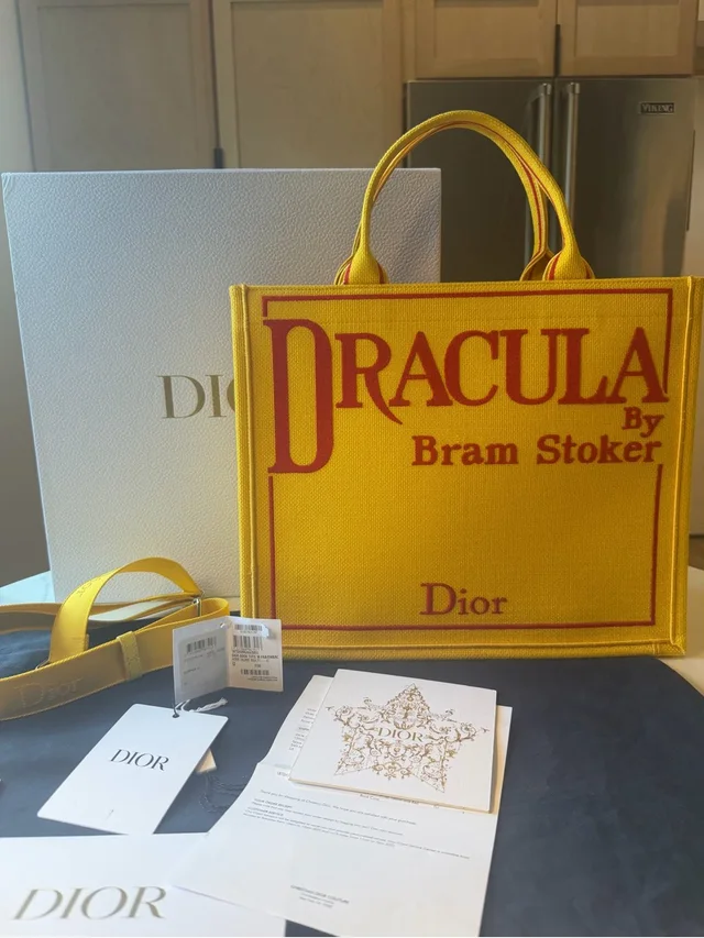 Dior Dracula Book Tote - Yellow in yellow Calfskin from Poshmark