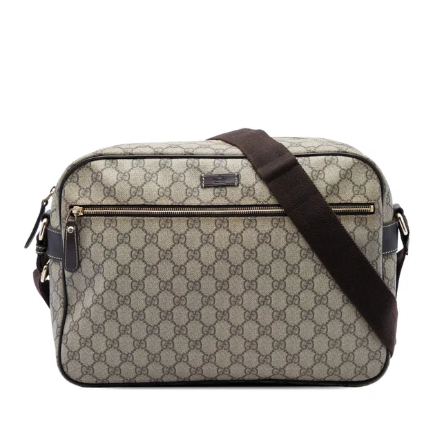Beige Gucci GG Supreme Crossbody in Beige Coated canvas from Designer Revival