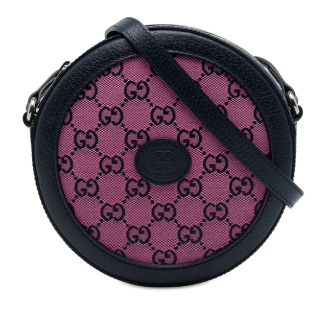 Black Gucci GG Canvas Retro Round Crossbody in Black Canvas from Designer Revival