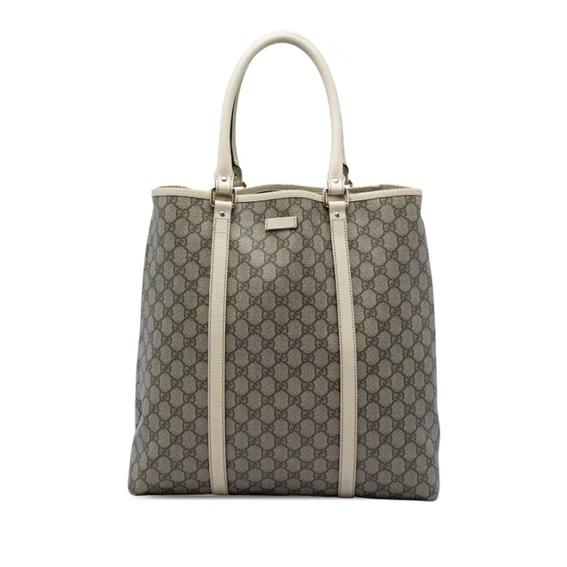 Beige Gucci GG Supreme Joy Vertical Tote in Beige Coated canvas from Designer Revival