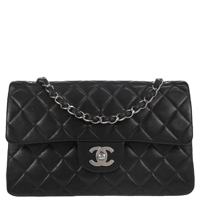 Chanel 2000-2002 Black Lambskin Small Classic Double Flap Shoulder Bag in Black Lambskin from AMORE Vintage Tokyo