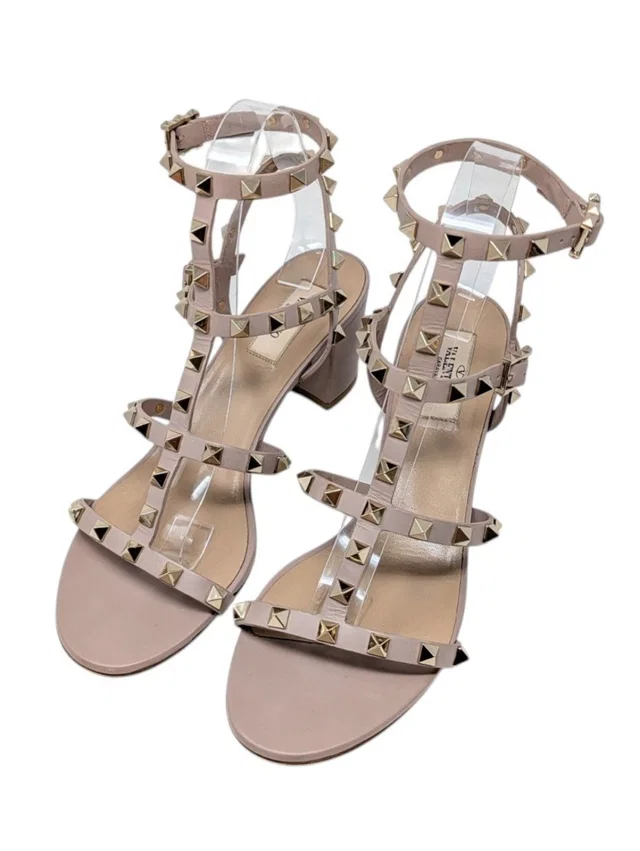 Valentino Garavani Rockstud Nude Pink Cage 60mm Gladiator Sandal Size Eu 39 in gold|pink from Poshmark