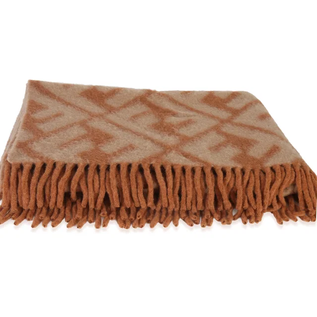 Fendi Beige Orange Alpaca Wool Ff Throw Beige; Fabric Scarves/wraps in Beige Wool from HEWI