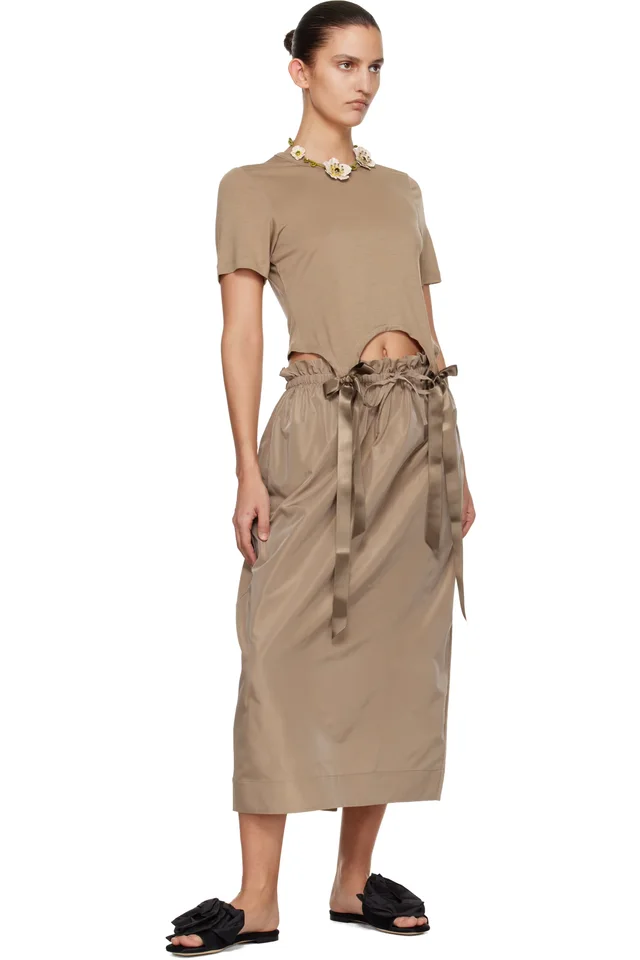 Simone Rocha Tan Bow Tail Easy T-shirt, photo 4 of 4 from SSENSE