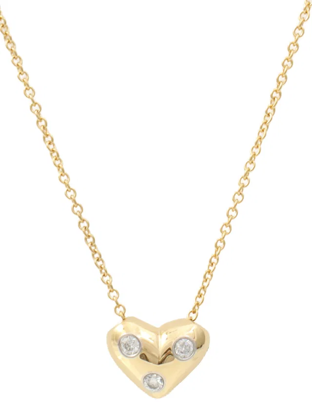 Tiffany & Co. 18K Dot Heart Necklace Gold in Gold from VINTAGE QOO TOKYO