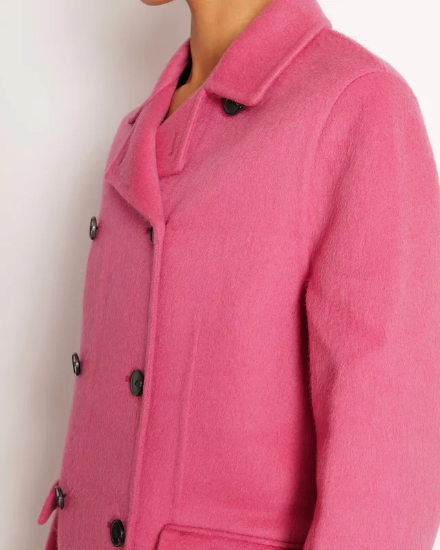 Dior Pink Wool Double-Breasted Coat with Black Buttons Size FR 36 (UK 8) in Black Wool from Sellier, photo 2 of 2