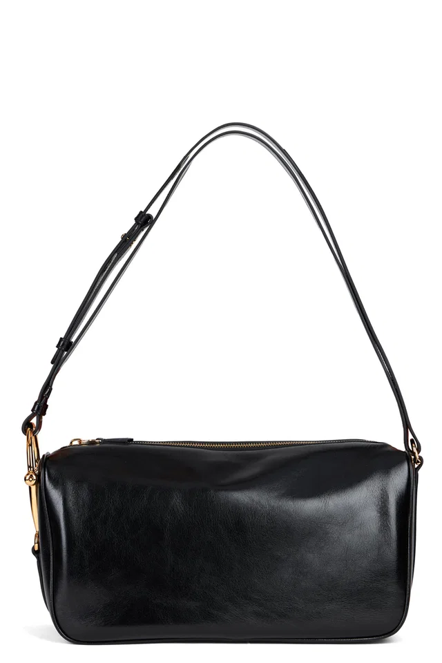 Gucci Buckle-Closure Calf Leather Shoulder Bag — Black Skin in Black Calfskin from HEWI