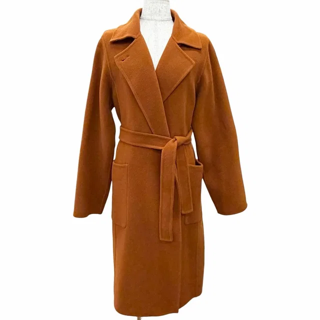 Max Mara Kuchitoama No Angora Cashmere Blend Logo Button Belt Wrap Coat Brown 40 in Brown Cashmere from The Reluxe