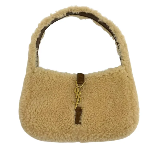 Saint Laurent le 5 7 Shearling Suede Leather Mini Hobo Fleece in Suede from The Reluxe