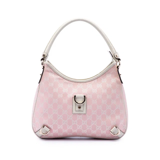 Pink Gucci GG Canvas Abbey D Ring Shoulder Bag in Pink Canvas from Designer Revival