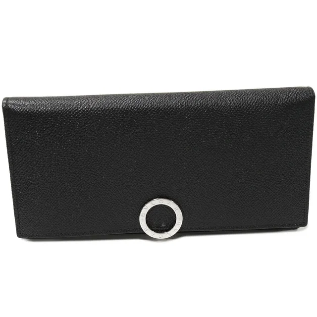 Grained Calfskin Bulgari Long Wallet Black in Black Caviar leather from LuxUness