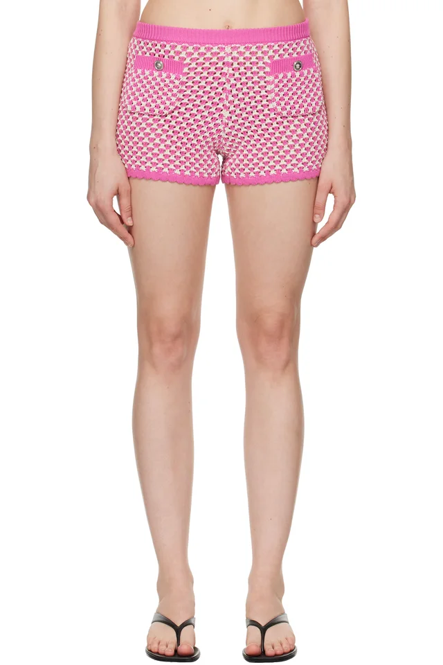 Pink & White Crochet Knit Shorts, image 1 of 1 from SSENSE