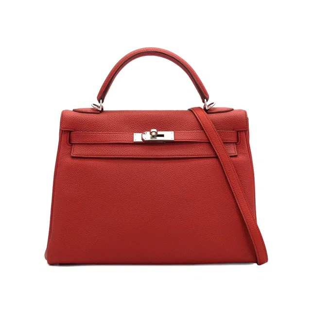 Hermès Kelly 32 Retourne Rouge Garance Togo Hand Shoulder Bag 2013 Square Q Palladium Hardware in Red Togo leather from Luxury Promise
