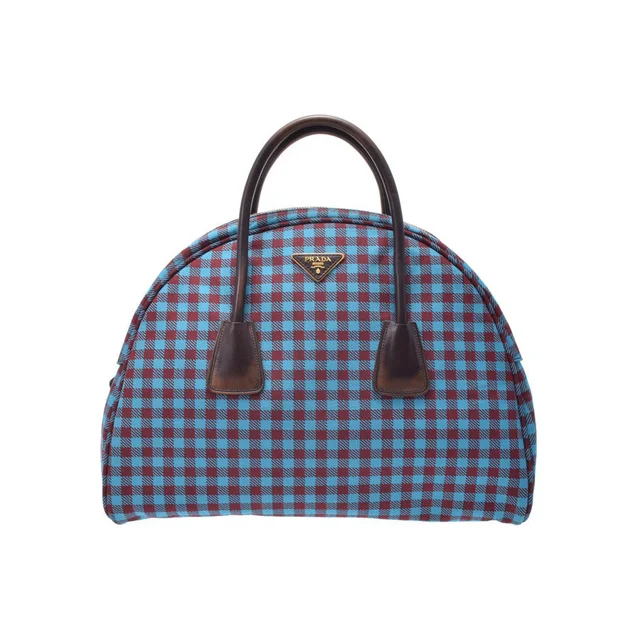 Prada Bowling Bag Canvas Leather Blue Red Check in blue|red Canvas from Poshmark, photo 1 of 1