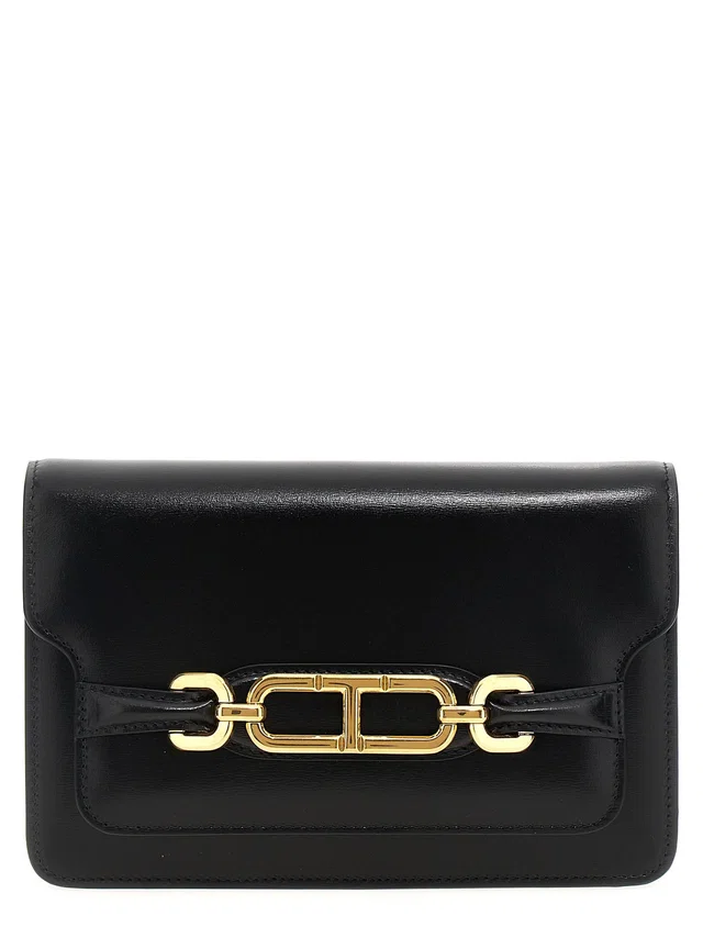 Tom Ford Leather With Gold-Tone Hardware Crossbody Bag — Black in Black Leather from HEWI