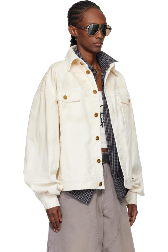 WILLY CHAVARRIA Off-White Chachi Denim Trucker Jacket, photo 2 of 4 from SSENSE