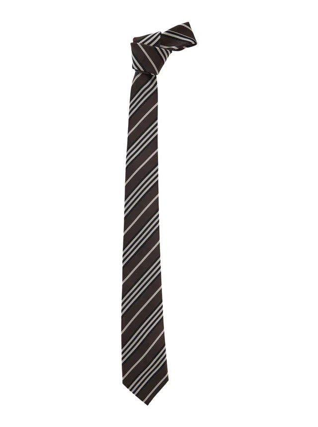 Saint Laurent Striped Silk Necktie — Brown Neckties in Brown Silk from HEWI