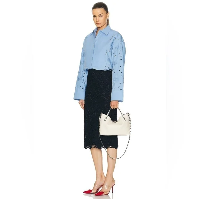 Valentino Garavani Off White Leather Rockstud Convertible Small Tote Bag in red|white Leather from Poshmark