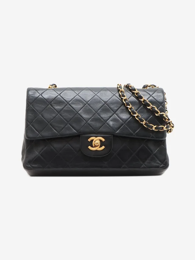Chanel Black vintage 1991 medium lambskin Classic Double Flap bag in Black Lambskin from Sign of the Times
