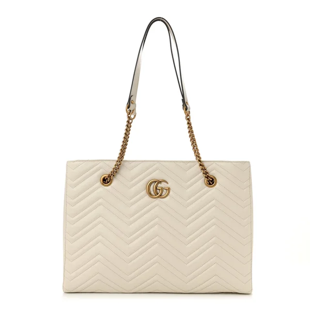 Gucci GG Marmont Tote Calfskin Matelasse Leather Bag - White in White Calfskin from H&T