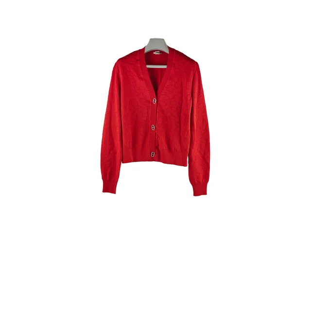 Dior Hermes Naoussa Long Sleeve Cardigan Red Size 36 in Red Silk from The Purse Affair