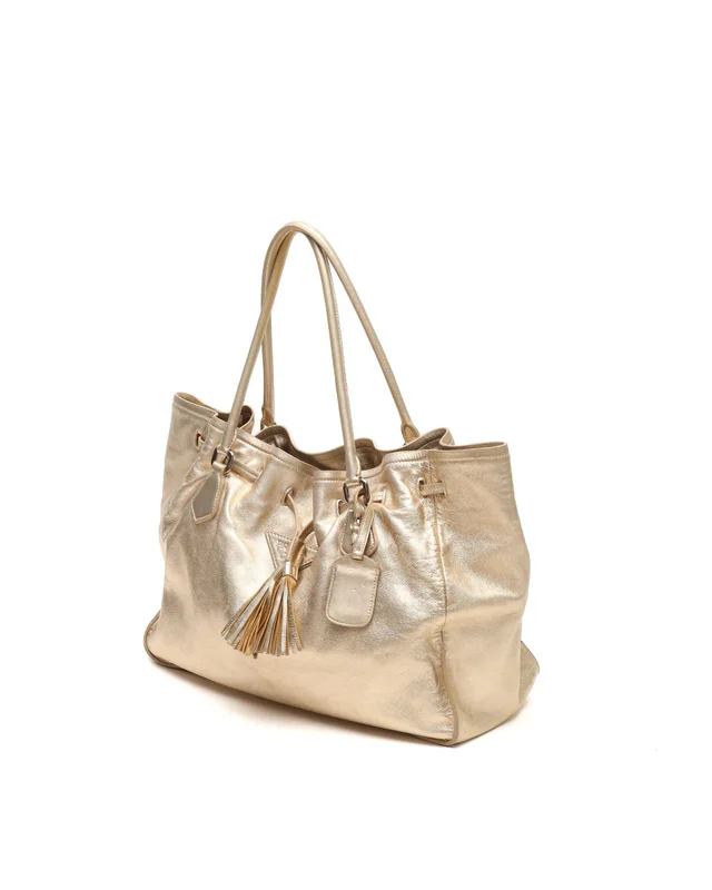 Prada Drawstring Tassel Metallic Tote Bag in Leather from A Retro Tale, photo 2 of 9