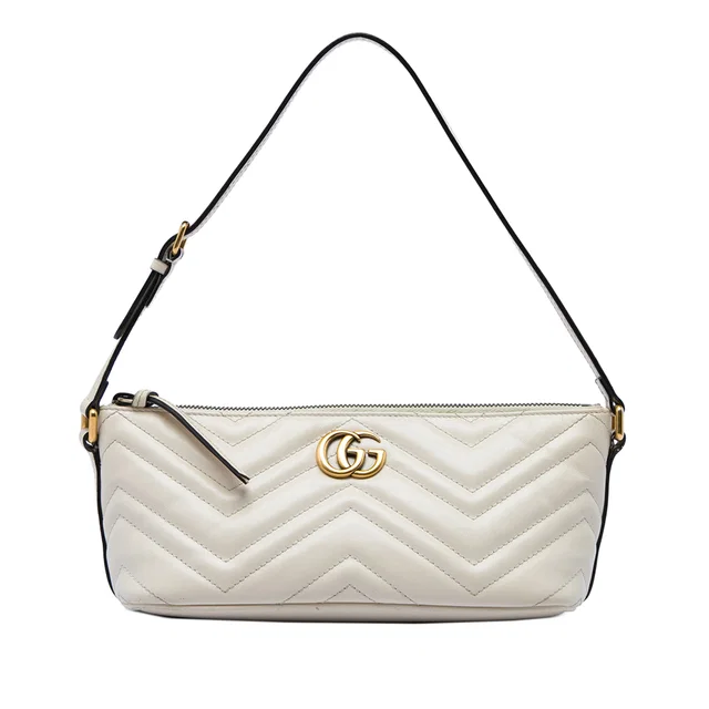 White Gucci GG Marmont Matelasse Calfskin Shoulder Bag in White Calfskin from Designer Revival