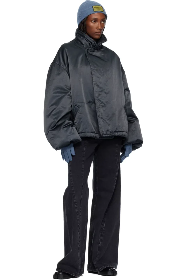 MM6 Maison Margiela Blue Wool-Blend Knit Gloves, photo 3 of 3 from SSENSE