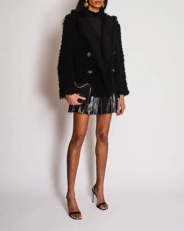 Chanel 09/A Black Lambswool Double Breasted Coat Size FR 44 (UK 16) in Black from Sellier