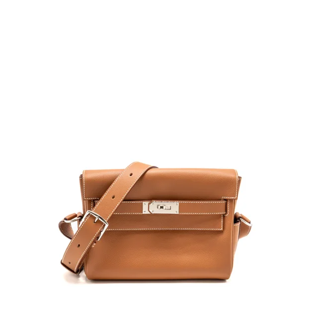 Hermès Kelly Messenger PM Bag Evercolor Gold SHW Stamp W in Gold Leather from EMIER