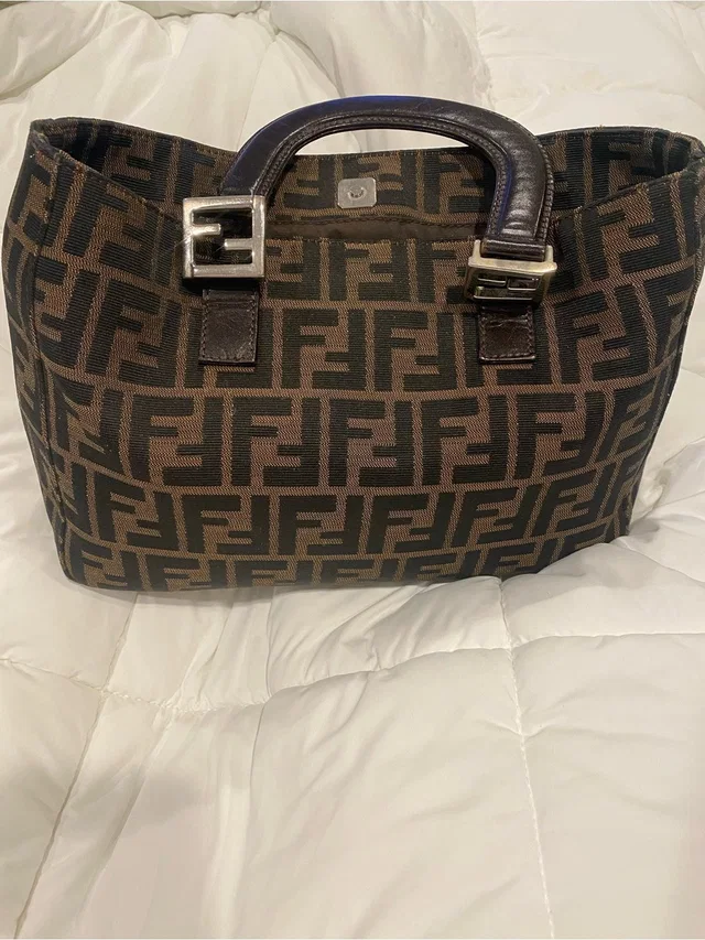 Fendi Brown Ff Zucca Tote Bag With Leather Handles in red|black|brown Leather from Poshmark