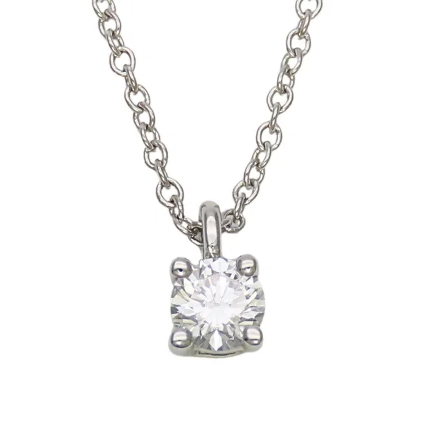 Tiffany & Co. Necklace Solitaire Diamond Platinum Simple from The Reluxe