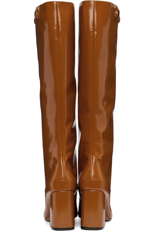 Marni Brown Leather Trunkaroo Knee-High Tall Boots, photo 2 of 5 from SSENSE
